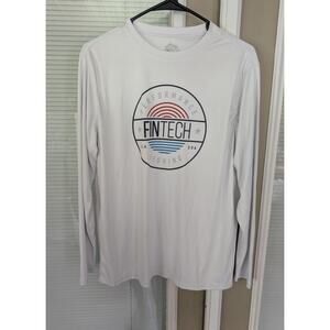 Fintech Men’s S White LONG Sleeve Performance FISHING Shirt UPF 50/98%